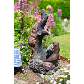Easy Fountain Woodland Otters Solar With Battery Backup incl LEDs - L 23 cm x W 36 cm x H 68 cm
