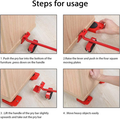 Easy Furniture Lifter Mover Tool Set with 4 Sliders for Sofas Couches  Refrigerators