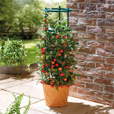 Easy Grow Obelisk - 10L Pot with 5-Ring Frame, Supports Vegetables & Flowers, 118cm High, Easy Assembly, 30x30x100cm