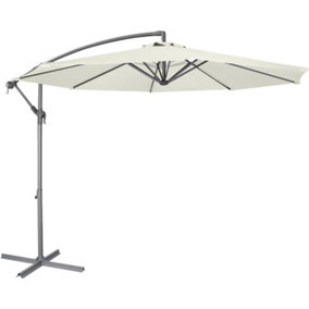 Easy Open 3m Banana Parasol Cream - Garden Dining Umbrella Patio Cover Canopy