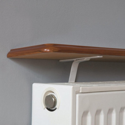 Easy to Fit Radiator Shelf - Wood Effect MDF Shelving for Living or Dining Room, Kitchen, Hallway, Bedroom - Oak, L61cm