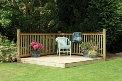 Easy Wooden Deck Kit with Handrails 2.4 x 2.4m