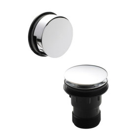 Easyclean Round Push Button Bath Waste with Minimalist Overflow for Baths up to 13mm Thick - Chrome - Balterley