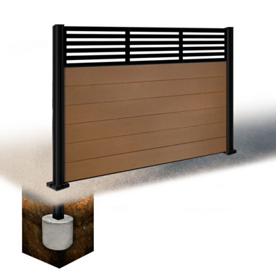 EasyComposite 4ft Composite Fence Panel & Aluminium Post Sunken in ...