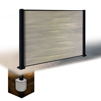 EasyComposite 4ft Composite Fence Panel & Aluminium Post Sunken in ...