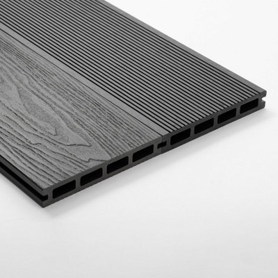 EasyComposite Dark Grey Classic 3.6M Composite Decking Kit 3D Wood ...
