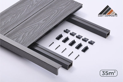 EasyComposite Light Grey Classic 3.6M Composite Decking Kit 3D Wood ...