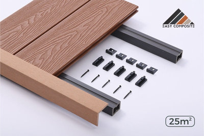 EasyComposite Teak Designer 3.6M Composite Decking Kit 3D Wood Effect ...