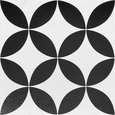 EasyFloor PVC Self-adhesive Floor Tile B2020000 Blossom Geo Black & White Geometric Effect 5sqm