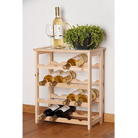 EASYGIFT 55cm Height 16 Bottle Wooden Wine Rack Holder Stackable Storage Display Shelf Side Cabinet