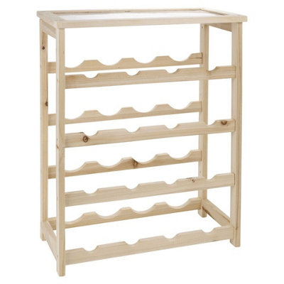 EASYGIFT 55cm Height 16 Bottle Wooden Wine Rack Holder Stackable Storage Display Shelf Side Cabinet - 3