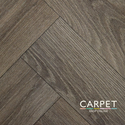 Easylay Brown Herringbone Vinyl Floor 4.5m x 2m