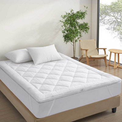 EASYLIFE Firm Mattress Topper Double Bed, Cooling Anti-Bacterial Cover, Machine Washable, Double Size 135x190cmx9cm, White