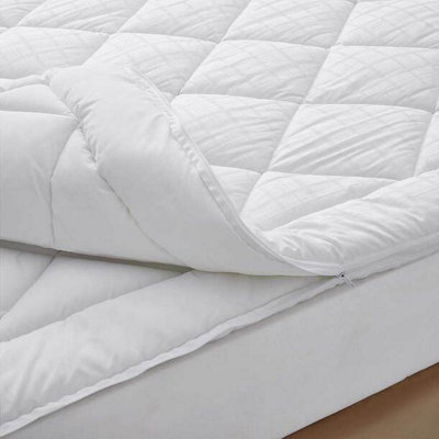 EASYLIFE Firm Mattress Topper Double Bed, Cooling Anti-Bacterial Cover, Machine Washable, Double Size 135x190cmx9cm, White