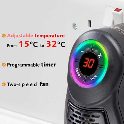 Easylife GoHeater Duo Black Quiet Plug-In Heater with 7-Colour