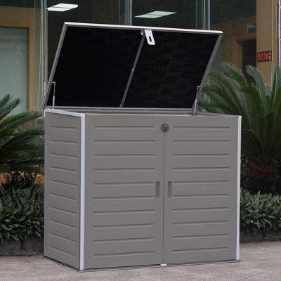 EASYLIFE Large Grey 1170L Plastic Jumbo Outdoor Storage Cabinet, Waterproof, all Weatherproof