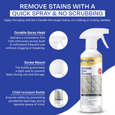 Easylife Mattress Stain Remover - 500ml Organic Spray with Dust Mite ...