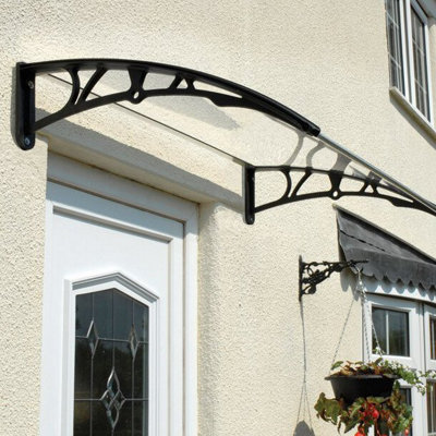EASYLIFE Rain Canopy Awning Front Door Canopy for Outdoor Window Porch Shade Patio Roof Cover (Black/L120xW100xH28cm)