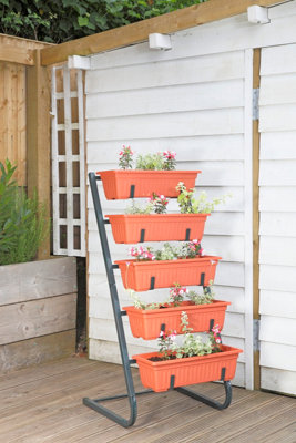 EASYLIFE Space-Saving 5-Tier Metal Planter Stand, H115cm X W54 x