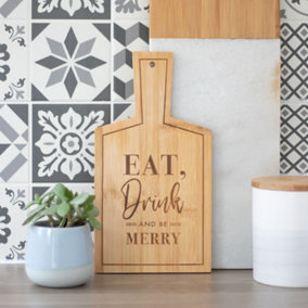 Eat Drink And Be Merry' Bamboo Serving Board (H26.5 cm)