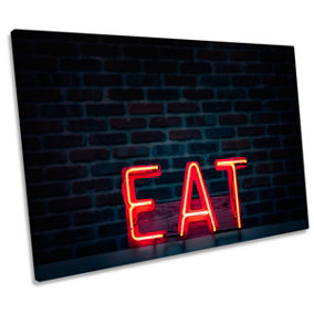 Eat in Neon Sign CANVAS WALL ART Print Picture (H)30cm x (W)46cm