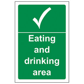 Eating And Drinking Area Notice Sign - Adhesive Vinyl - 200x300mm (x3)