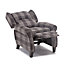 EATON WING BACK FIRESIDE CHECK FABRIC RECLINER ARMCHAIR SOFA CHAIR RECLINING CINEMA (Charcoal)