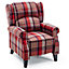 EATON WING BACK FIRESIDE CHECK FABRIC RECLINER ARMCHAIR SOFA CHAIR RECLINING CINEMA (Red)