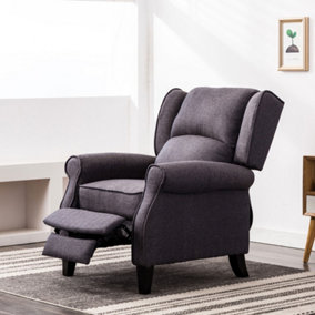 Eaton Wing Back Fireside Herringbone Fabric Recliner Armchair Sofa Chair Reclining Cinema (Herringbone Blue)