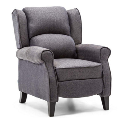 Eaton Wing Back Fireside Herringbone Fabric Recliner Armchair Sofa Chair Reclining Cinema (Herringbone Blue)