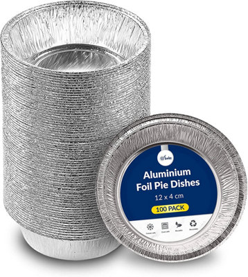 ebake 100 Pack Foil Pie Dishes 12cm Disposable Aluminium Tins