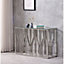 ECASA Aria Silver Chrome Console Table Clear Tempered Glass Top