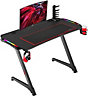 ECASA Gaming Desk Computer Table RBG LED Home Office Desk Z-Shaped With USB Hub
