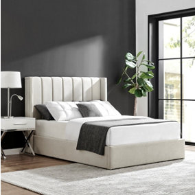 Beige double ottoman deals bed