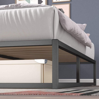 Platform bed with wooden slat deals support and under bed storage