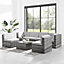 ECASA Rattan Garden Corner Sofa Set 6 Seater Modular Seat with Grey Cushions & Coffee Table + FREE RAIN COVER