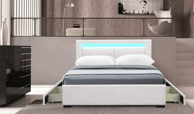 Queen bed store with led