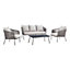 Ecasa Weave Rope Style Garden Lounge Sofa Set Grey 5 Seater With Coffee Table & Light Grey Cushions