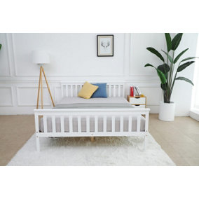 ECASA Wooden Shaker Style Bed Single, Double Size, King Size White