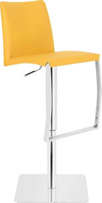 Eccellente Leather Kitchen Bar Stool, Chrome Footrest, Adjustable Swivel Gas Lift, Breakfast Bar & Home Barstool, Mustard Yellow