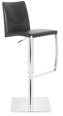 Eccellente Single Leather Kitchen Bar Stool, Chrome Footrest, Adjustable Swivel Gas Lift, Breakfast Bar & Home Barstool, Black