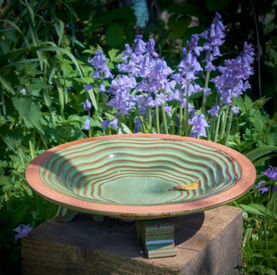 Echoes Bird Bath. Made from frost-resistant glazed terracotta