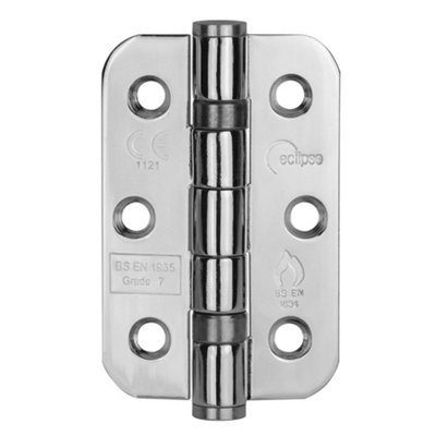 Eclipse 3 Inch (76mm) Ball Bearing Hinge Grade 7 Radius Ends - Polished Stainless Steel (Sold in Pairs)