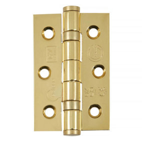 Eclipse 3 Inch (76mm) Ball Bearing Hinge Grade 7 Square Ends - Polished Brass (Sold in Pairs)