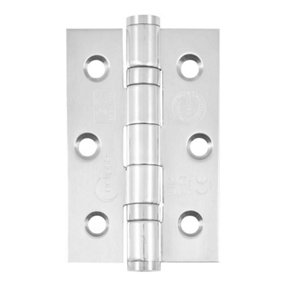 Eclipse 3 Inch (76mm) Ball Bearing Hinge Grade 7 Square Ends - Polished Stainless Steel (Sold in Pairs)