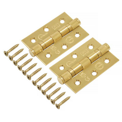 Eclipse 3 inch (76mm) Ball Bearing Hinge Grade 7 Square Ends - Satin Brass (Sold in Pairs)