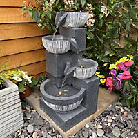 Eclipse 4 Bowl Contemporary Solar Water Feature - Solar Powered  - Resin - L27 x W23 x H47 cm