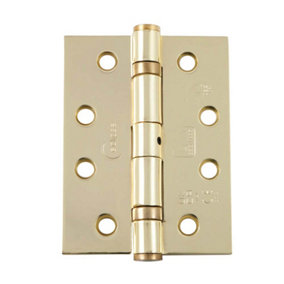 Eclipse 4 Inch (102mm) Ball Bearing Hinge Grade 11 Square Ends - Polished Brass (Sold in Pairs)