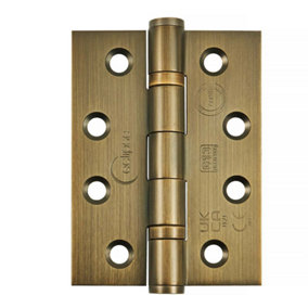 Eclipse 4 inch (102mm) Ball Bearing Hinge Grade 13 Square Ends - Matt Antique Brass (Sold in Pairs)