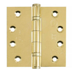 Eclipse 4 inch (102mm x 102mm) Ball Bearing Hinge Grade 13 Square Ends - Polished Brass (Sold in Pairs)
